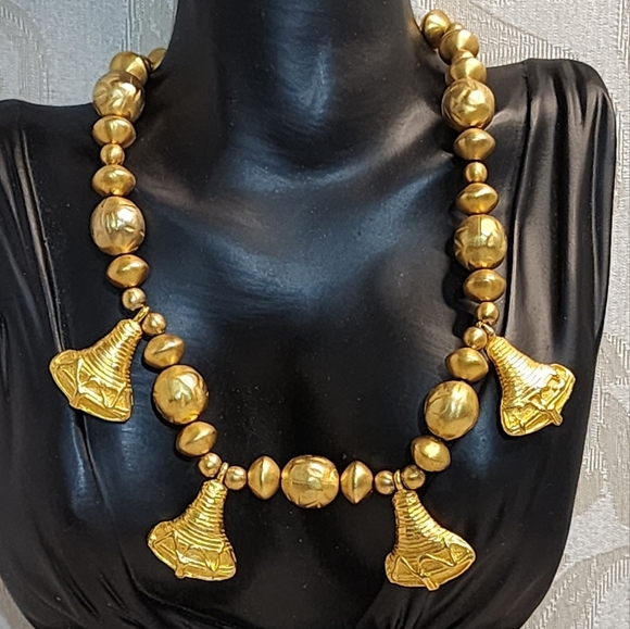 KENNETH JAY LANE 80s Vintage Regency Necklace Gold-Plated Tassel Statement RARE - Picture 8 of 9